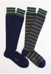 Men's long cotton striped socks duo pack