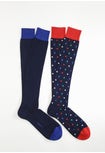 Organic Cotton Playing Card Long Socks Duo Pack