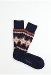 Wool and Cashmere Short Socks with Geometric Pattern