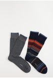 Winter Cotton Short Socks with Stripes Pattern Bipack