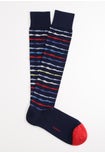 Elasticized Mercerized Cotton Stripes Pattern Long Socks