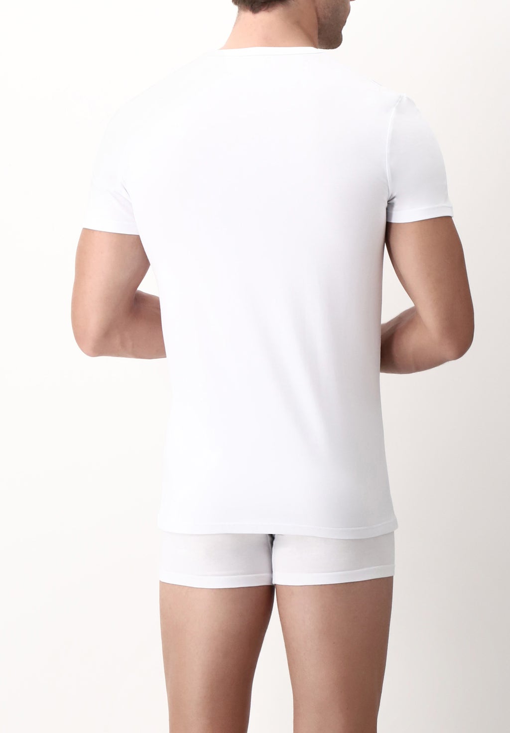 V Neck T-shirt Elasticized Cotton Match Bipack