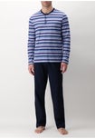 Double mercerized cotton Multicolored Striped Long Pajamas