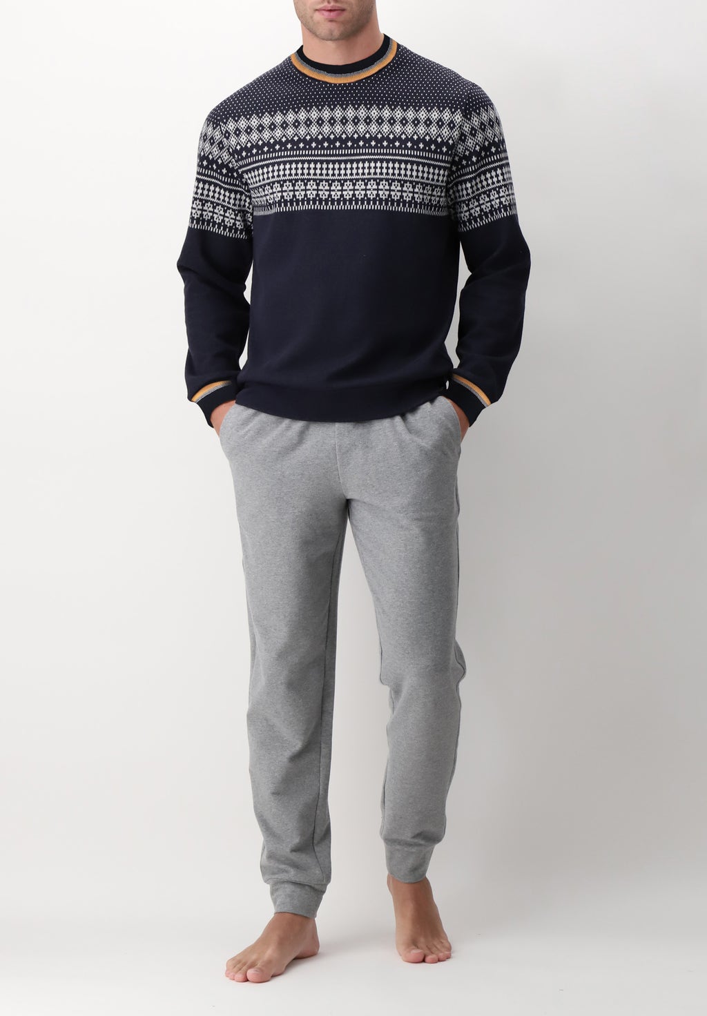 Tuta Girocollo Misto Cotone Jacquard Fantasia Norvegese