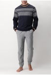 Norwegian patterned cotton blend jacquard crewneck tracksuit