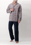 Long open checked flannel pyjamas with buttons