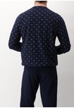 Pigiama Lungo Serafino in Cotone Jersey Stampa Biciclette