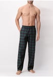 Long Flannel Trousers with Check Pattern with Side Pockets