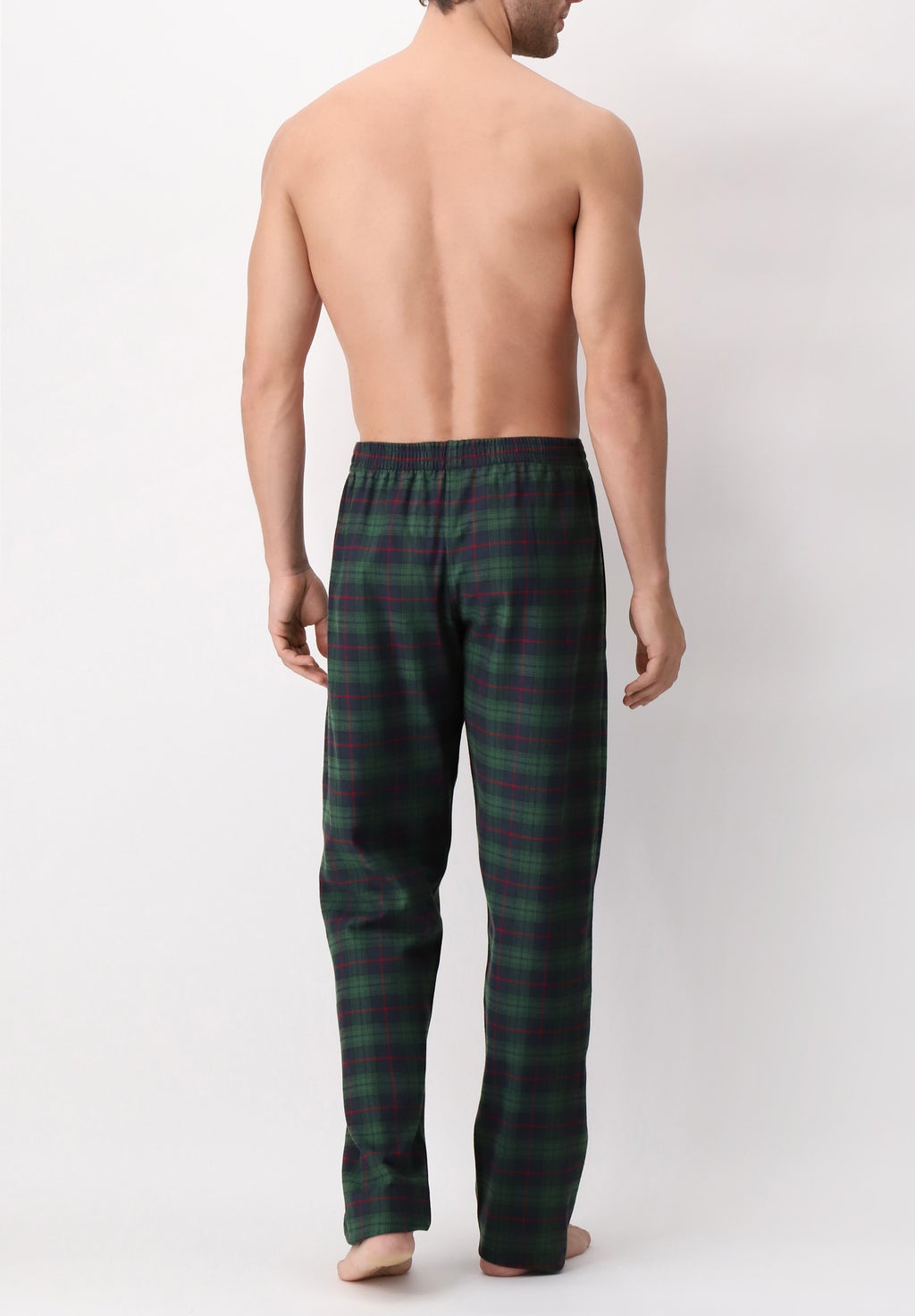 Long Flannel Trousers with Check Pattern with Side Pockets