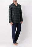 Long Open Pyjamas in Winter Cotton Flannel Checked Fashion