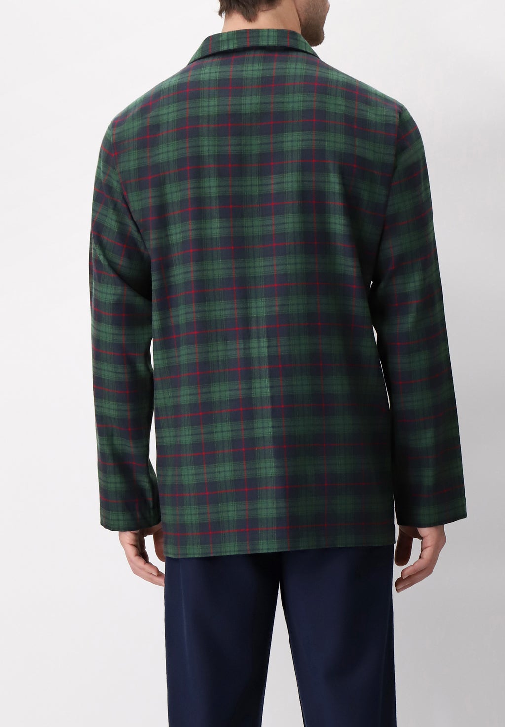 Long Open Pyjamas in Winter Cotton Flannel Checked Fashion