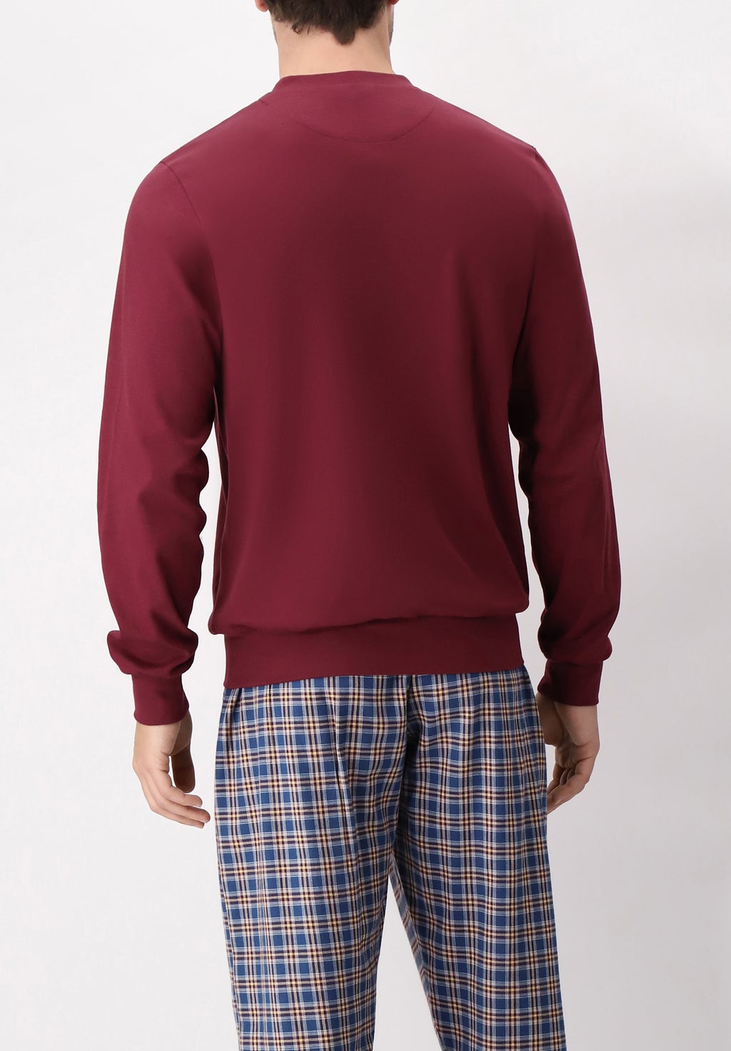 Long Warm Cotton and Flannel Crewneck Pyjamas