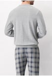 Long Crew-neck Warm Cotton Pyjamas with Check Print