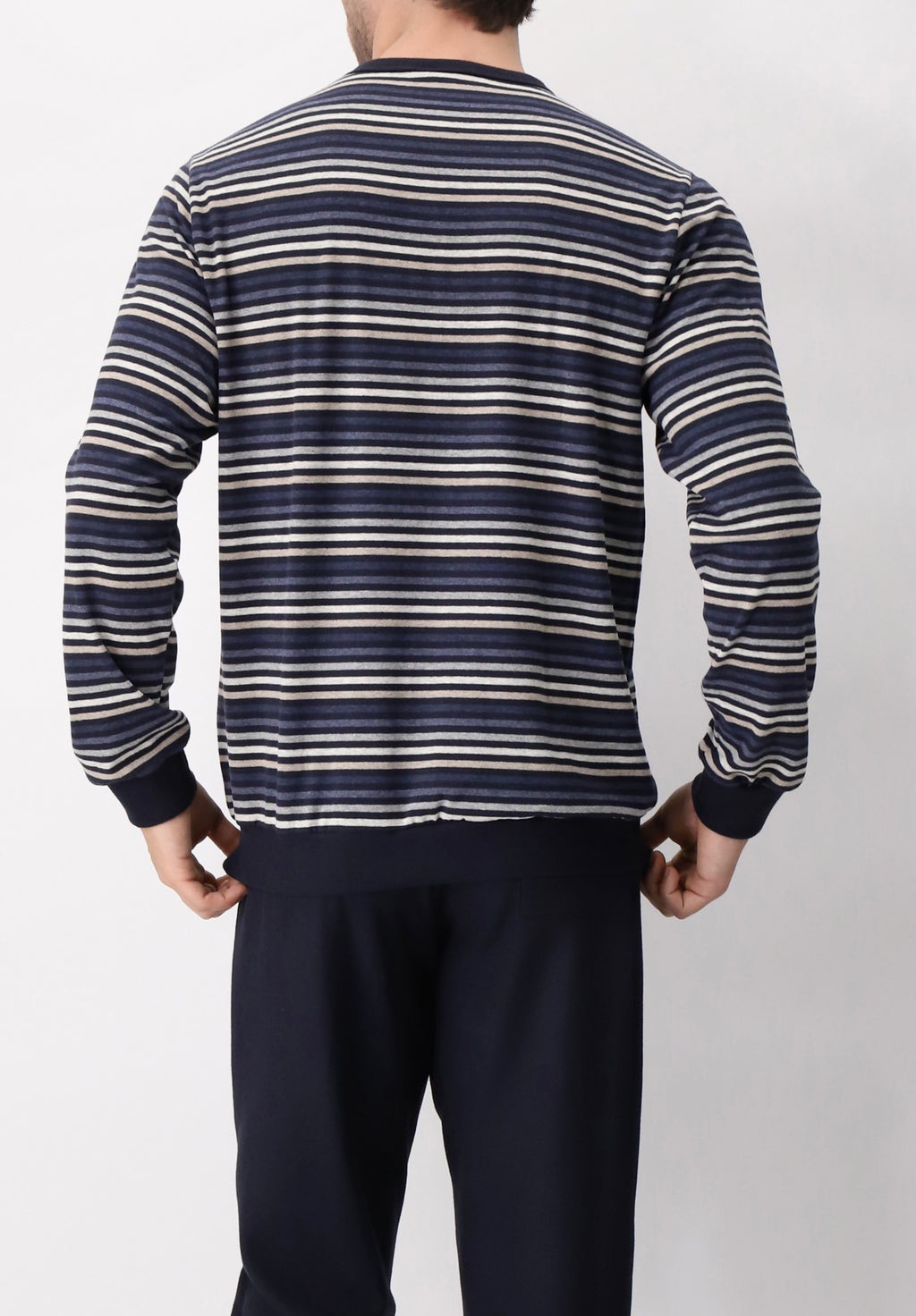 Stretch Jersey Long Pyjamas with Stripes