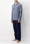 Long Open Pyjamas in Mercerized Cotton Tie Design