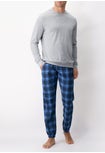 Pigiama Lungo Girocollo in Cotone Check
