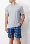 Short Crew Neck Check Cotton Pyjamas