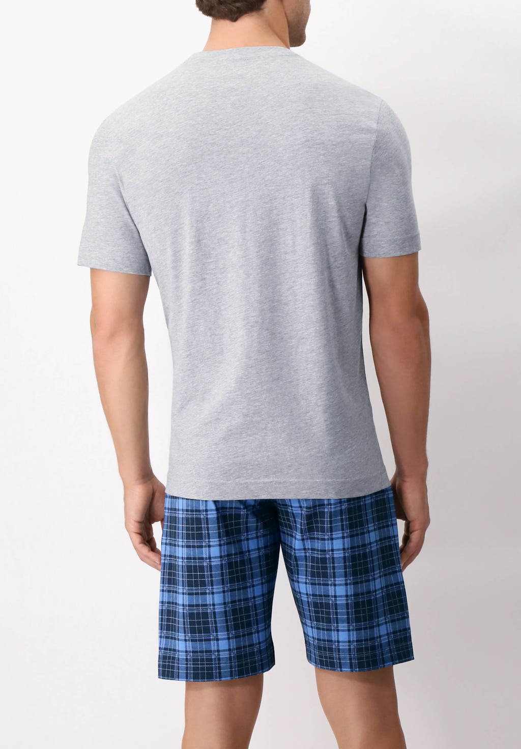 Short Crew Neck Check Cotton Pyjamas