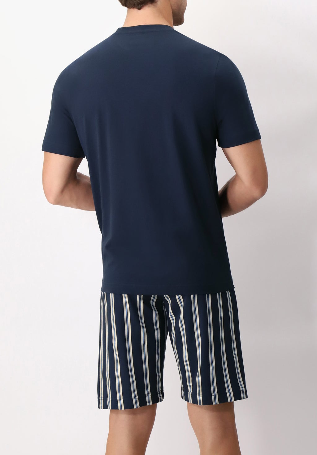 Short Crew Neck Cotton Pyjamas Stripes Fantasy