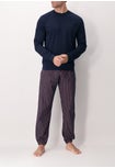 Pigiama Lungo Unisex Girocollo in Caldo Cotone Stampa Righe