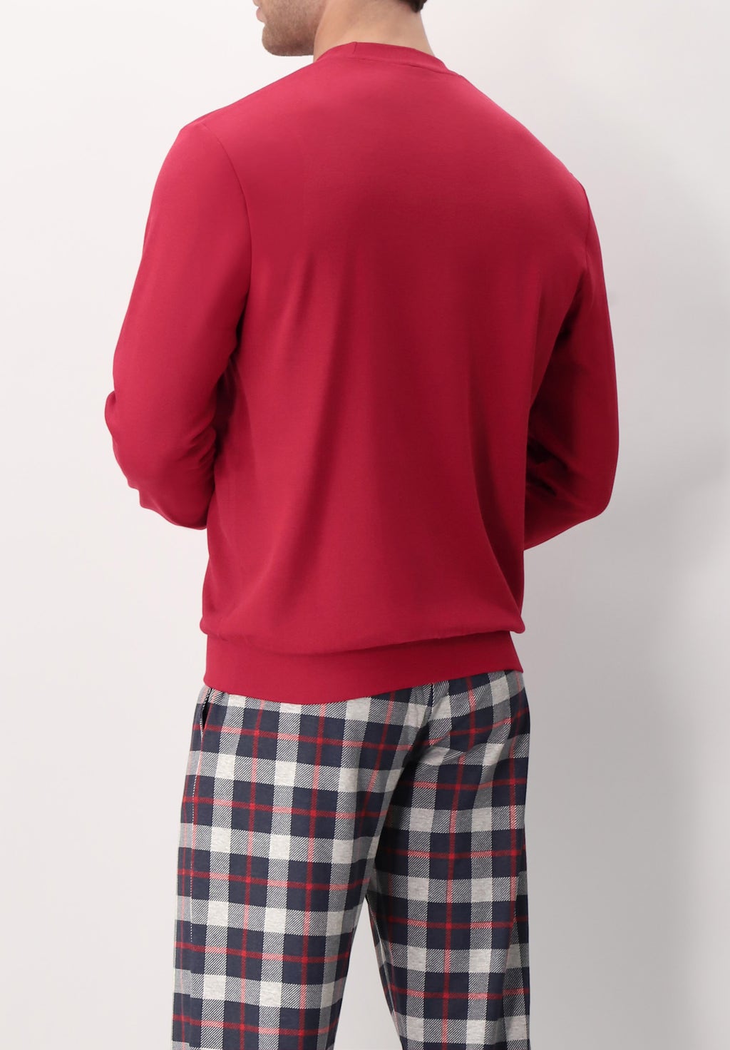 Unisex Pyjamas Round Neck in Warm Cotton Check